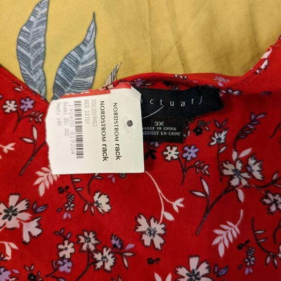 SANCTUARY red and white spaghetti strap floral wrap blouse sz 3x nwt - Picture 2 of 5